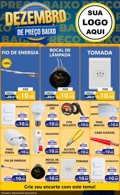 Modelo de Encarte para Encarte Grande com o tema Dezembro de Preço Baixo para Materiais Elétricos