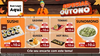 Modelo de TV para TV Horizontal com o tema Especial Outono para Comida japonesa