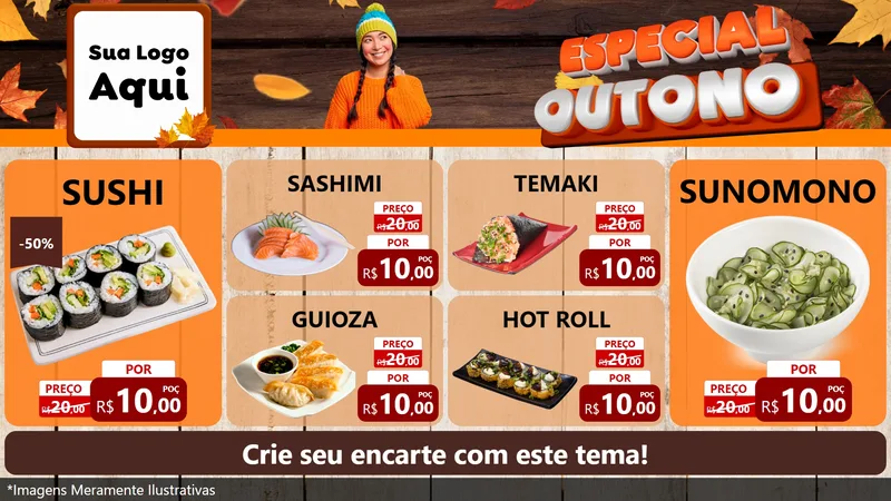 Modelo de TV para TV Horizontal com o tema Especial Outono para Comida japonesa