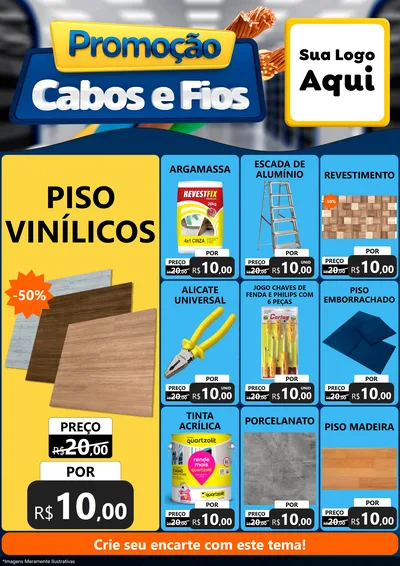 Modelo de Encarte para Encarte A4 Vertical com o tema Promoção Cabos e Fios - Construção / Elétrica para Material para Construção
