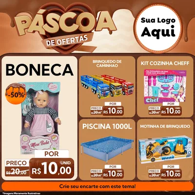 Modelo de Rede Social para Feed Facebook com o tema Páscoa de Ofertas para Brinquedos
