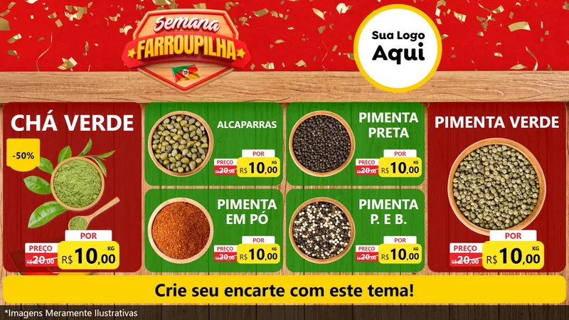 Modelo de TV para TV Horizontal com o tema Semana Farroupilha para Produtos Naturais