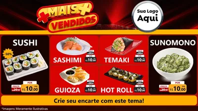 Modelo de TV para TV Horizontal com o tema Mais Vendidos para Comida japonesa