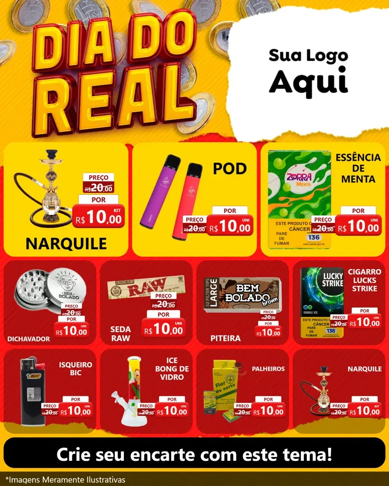 Modelo de Rede Social para Feed Instagram com o tema Dia Do Real para Tabacaria