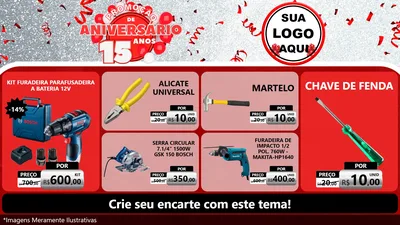 Modelo de TV para TV Horizontal com o tema Promoção de Aniversário - 15 Anos para Maquinas e Ferramentas