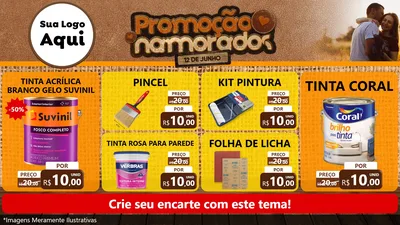 Modelo de TV para TV Horizontal com o tema Promoção Namorados para Tintas e Ferramentas