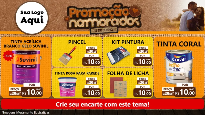 Modelo de TV para TV Horizontal com o tema Promoção Namorados para Tintas e Ferramentas