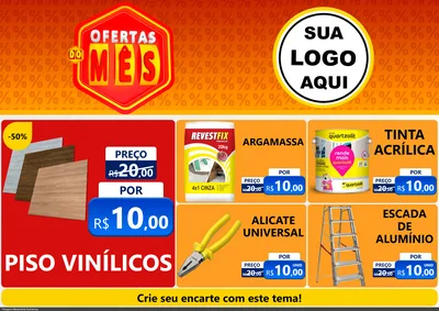 Modelo de Encarte para Encarte A4 Horizontal com o tema Ofertas do Mês para Material para Construção