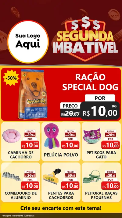 Modelo de Rede Social para Stories com o tema Segunda Imbatível para Pet Shop