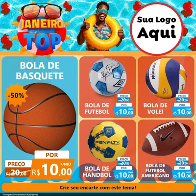Modelo de Rede Social para Feed Facebook com o tema Janeiro Top para Artigos Esportivos