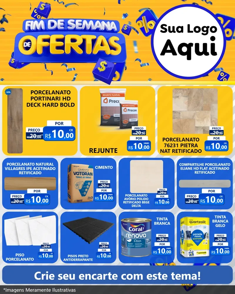 Modelo de Rede Social para Feed Instagram com o tema Fim de Semana de Ofertas para Pisos e revestimentos