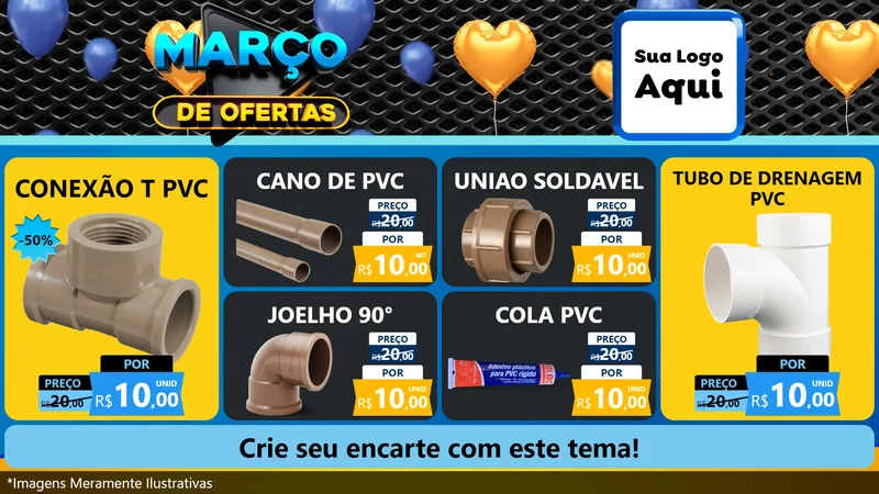 Modelo de TV para TV Horizontal com o tema Março de Ofertas para Tubos e conexões