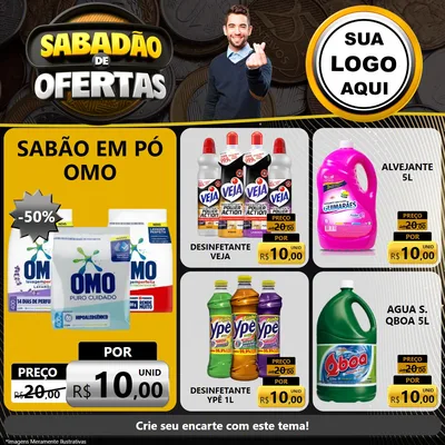 Modelo de Rede Social para Feed Facebook com o tema Sabadão de Ofertas para Produtos de Limpeza