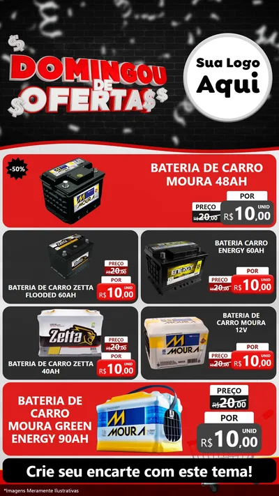 Modelo de TV para TV Vertical com o tema Domingou de Ofertas para Baterias Elétricas