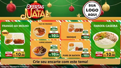 Modelo de TV para TV Horizontal com o tema Ofertas de Natal para Restaurante