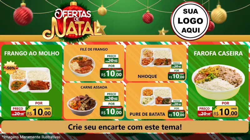 Modelo de TV para TV Horizontal com o tema Ofertas de Natal para Restaurante
