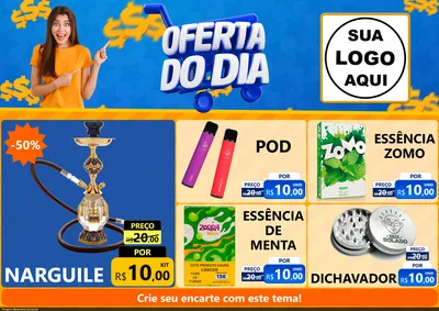 Modelo de Encarte para Encarte A4 Horizontal com o tema Oferta do Dia para Tabacaria