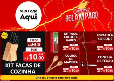 Modelo de Encarte para Encarte A4 Horizontal com o tema Ofertas Relâmpago para Utilidades Domésticas