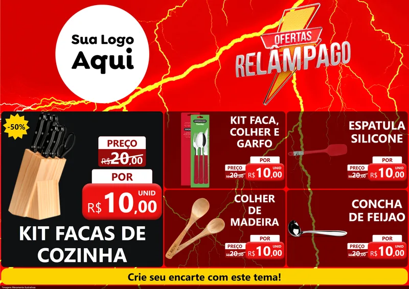 Modelo de Encarte para Encarte A4 Horizontal com o tema Ofertas Relâmpago para Utilidades Domésticas