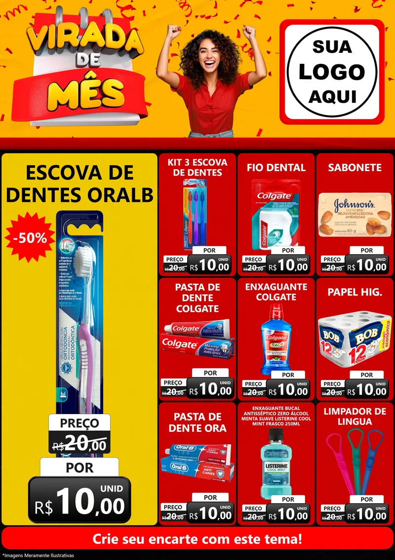 Modelo de Encarte para Encarte A4 Vertical com o tema Virada de Mês para Higiene Pessoal