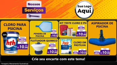 Modelo de TV para TV Horizontal com o tema Nossos Serviços para Produtos para Piscina