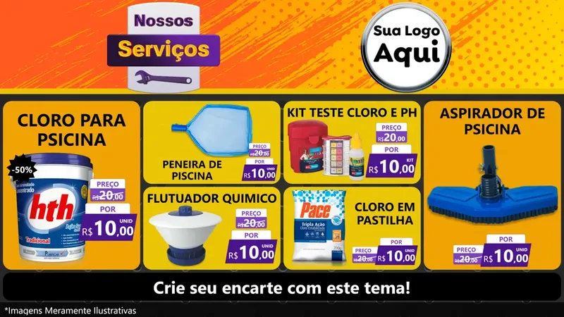 Modelo de TV para TV Horizontal com o tema Nossos Serviços para Produtos para Piscina