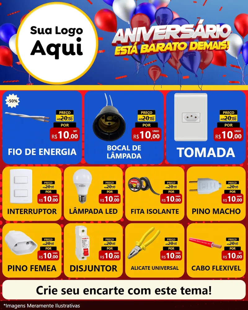 Modelo de Rede Social para Feed Instagram com o tema Aniversário para Materiais Elétricos