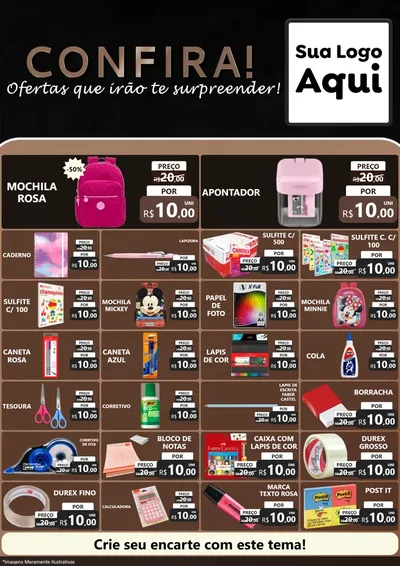 Modelo de Encarte para Encarte A4 Vertical com o tema Confira! Ofertas que irão te surpreender! para Papelaria