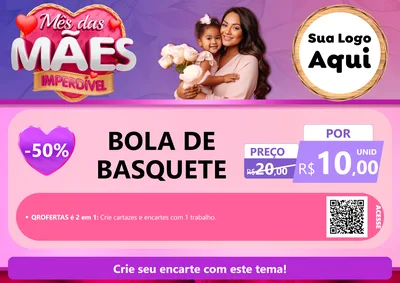 Modelo de Cartaz para Cartaz A4 Horizontal com o tema Mês das Mães Imperdível para Artigos Esportivos