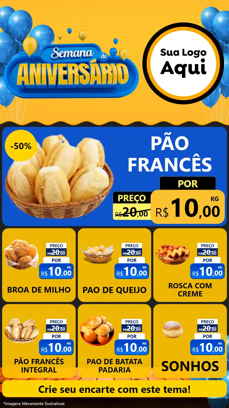 Modelo de Rede Social para Stories com o tema Semana de Aniversário para Padaria