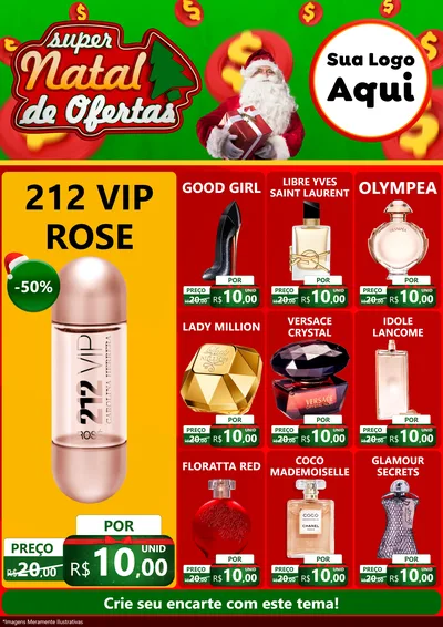 Modelo de Encarte para Encarte A4 Vertical com o tema Super Natal de Ofertas para Perfumes
