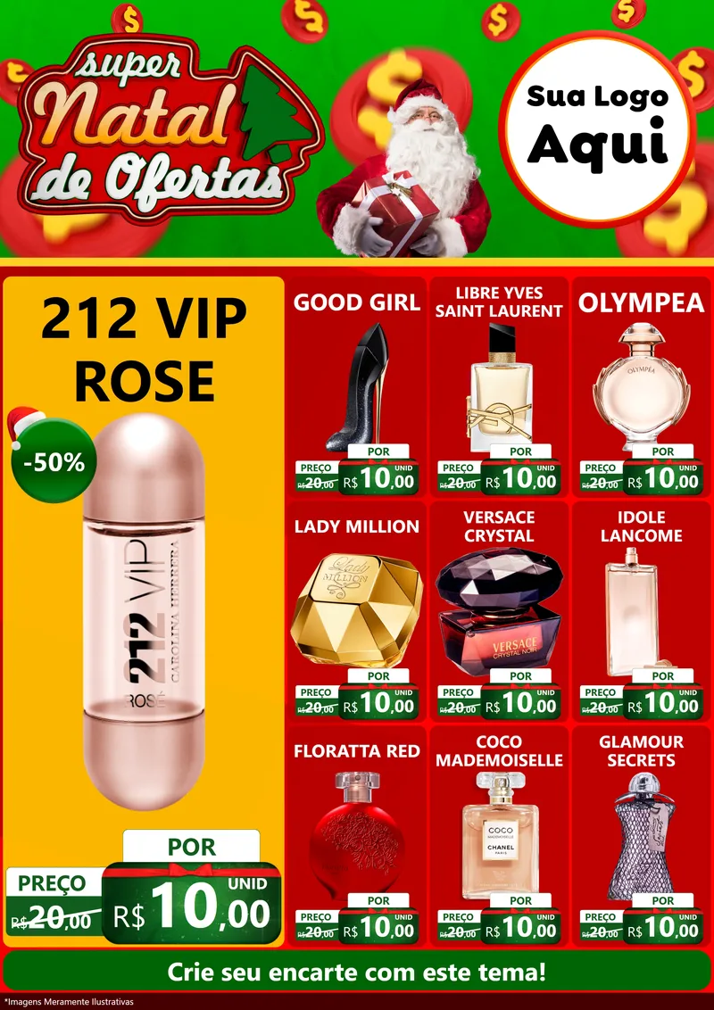 Modelo de Encarte para Encarte A4 Vertical com o tema Super Natal de Ofertas para Perfumes