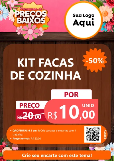 Modelo de Cartaz para Cartaz A4 Vertical com o tema Primavera de Preços Baixos para Utilidades Domésticas