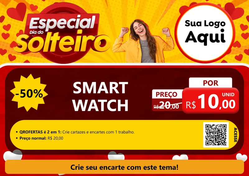 Modelo de Cartaz para Cartaz A4 Horizontal com o tema Especial Dia do Solteiro para Informática