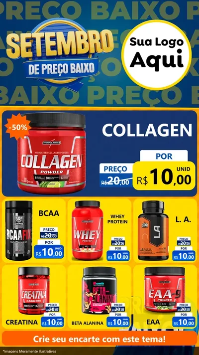 Modelo de Rede Social para Stories com o tema Setembro De Preço Baixo para Suplementos alimentares