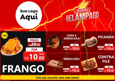 Modelo de Encarte para Encarte A4 Horizontal com o tema Ofertas Relâmpago para Assados