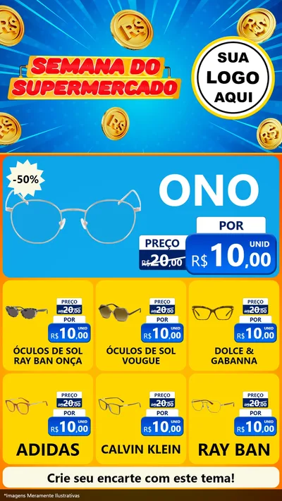 Modelo de Rede Social para Stories com o tema Semana do Supermercado para Óticas