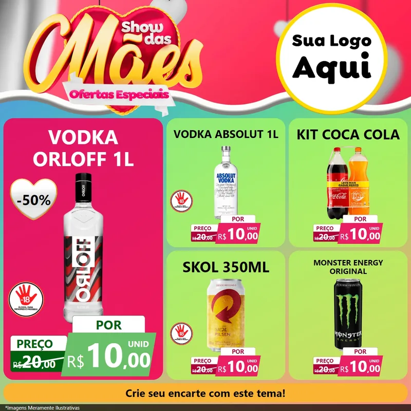 Modelo de Rede Social para Feed Facebook com o tema Show das Mães - Ofertas Especiais para Distribuidora de bebidas