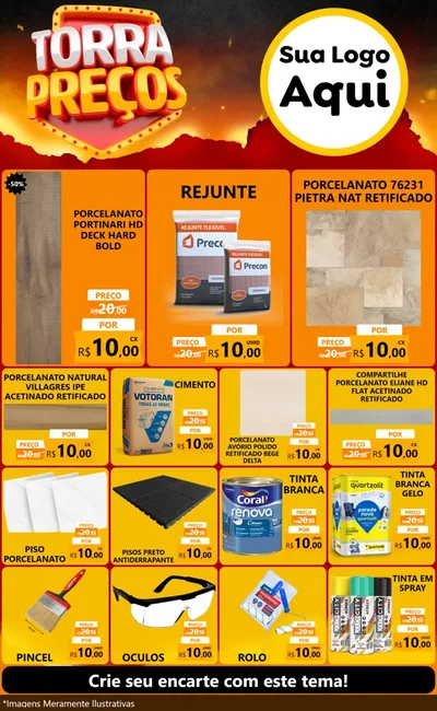 Modelo de Encarte para Encarte Grande com o tema Torra Preços para Pisos e revestimentos
