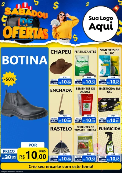 Modelo de Encarte para Encarte A4 Vertical com o tema Sabadou de Ofertas para Agropecuária