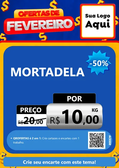Modelo de Cartaz para Cartaz A4 Vertical com o tema Ofertas de Fevereiro para Frios e Laticínios