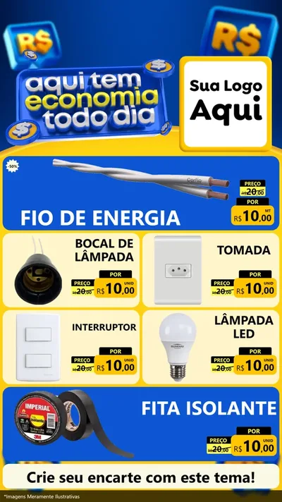 Modelo de TV para TV Vertical com o tema Aqui Tem Economia Todo Dia para Materiais Elétricos