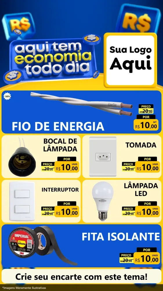 Modelo de TV para TV Vertical com o tema Aqui Tem Economia Todo Dia para Materiais Elétricos