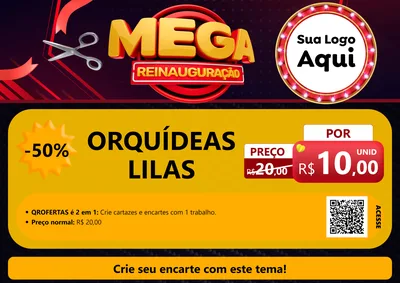 Modelo de Cartaz para Cartaz A4 Horizontal com o tema Mega Reinauguração para Floricultura e jardim