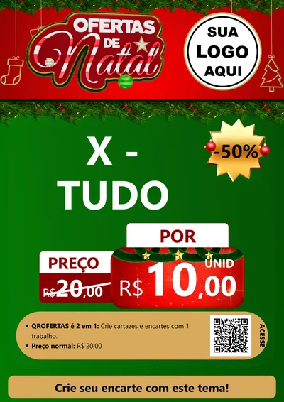 Modelo de Cartaz para Cartaz A4 Vertical com o tema Ofertas de Natal para Hamburgueria