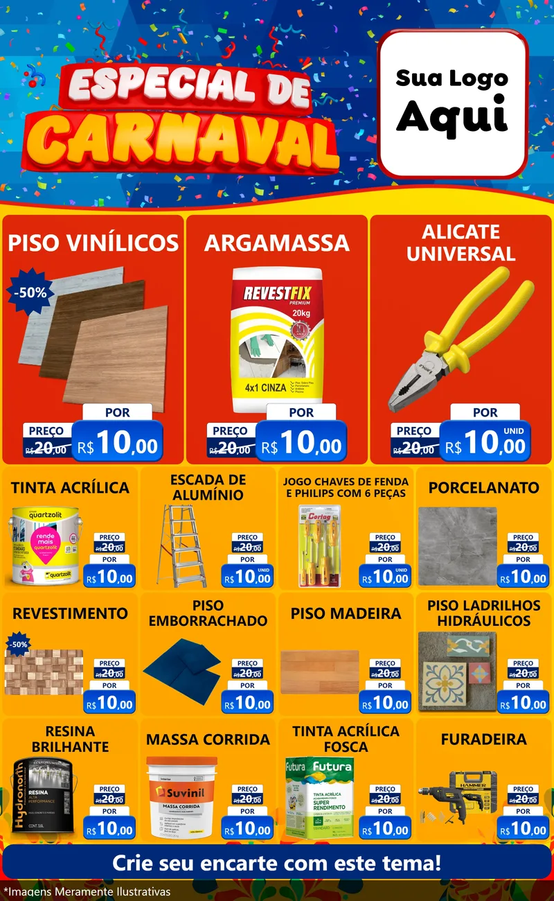 Modelo de Encarte para Encarte Grande com o tema Especial de Carnaval para Material para Construção