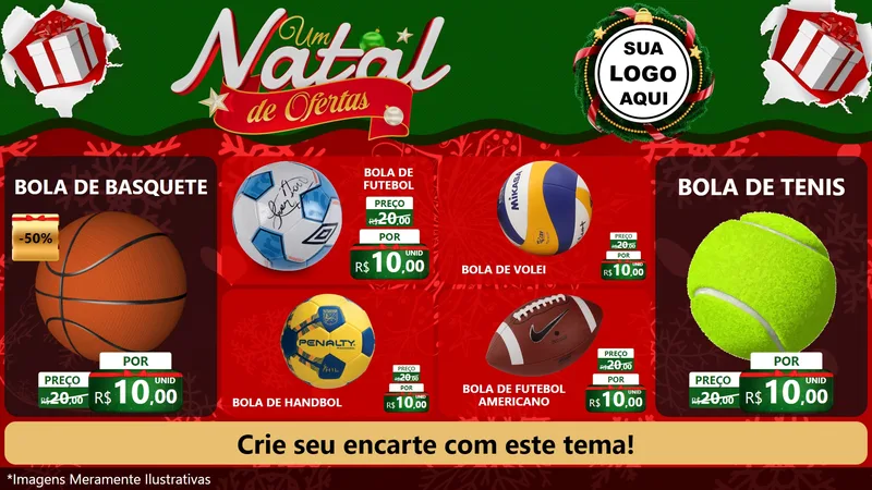 Modelo de TV para TV Horizontal com o tema Um Natal de Ofertas para Artigos Esportivos