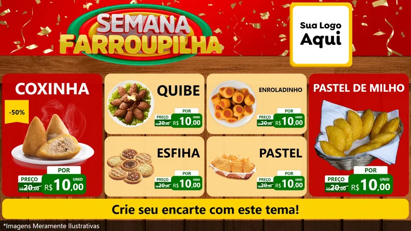 Modelo de TV para TV Horizontal com o tema Semana Farroupilha para Salgadaria
