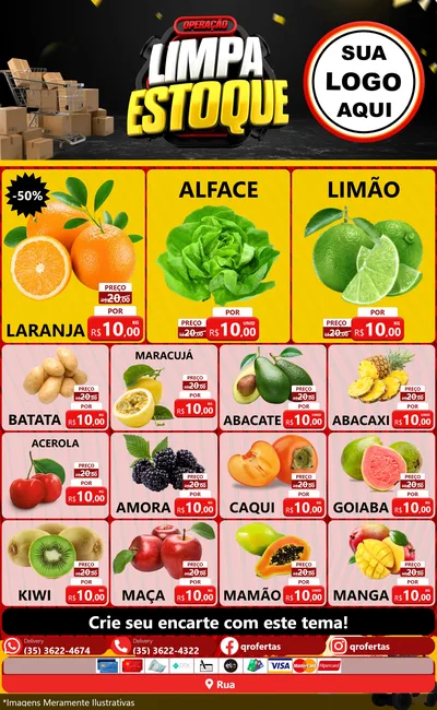 Modelo de Encarte para Encarte Grande com o tema Operação Limpa Estoque para Hortifrúti