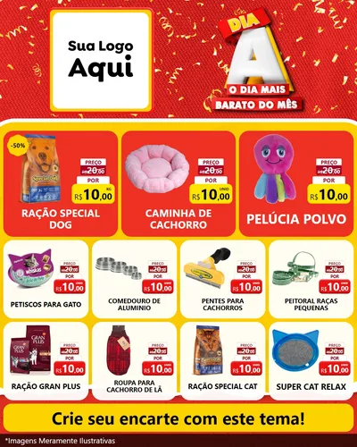 Modelo de Rede Social para Feed Instagram com o tema Dia A o Dia Mais Barato do Mês para Pet Shop